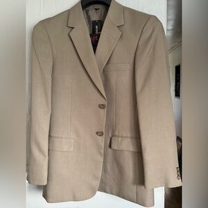 Tan Sport Coat with Structured Tailoring and Notched Lapel